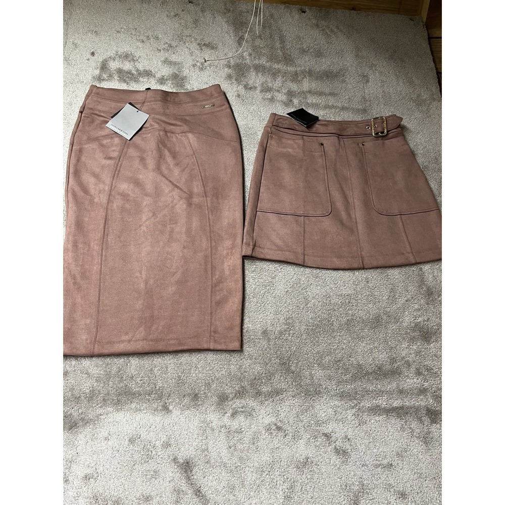 2 MARC NEW YORK WOMENS FAUXSUEDE SKIRTS COLOR DUSTY ROSE SIZE XS Mini/Pencil NWT